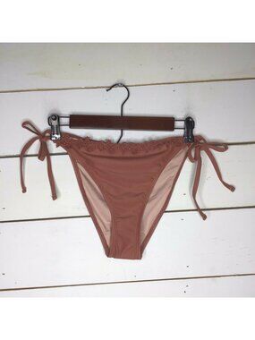 Mae Swimwear Lara Lace Side Tie Bikini Bottom, Deep Annie Pink, Women’s Medium
